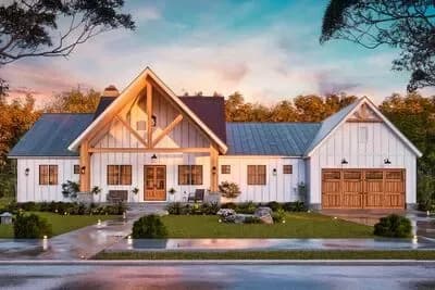 Modern Farmhouse Plan with 3 Beds, 3 Baths, and 2-Car Garage