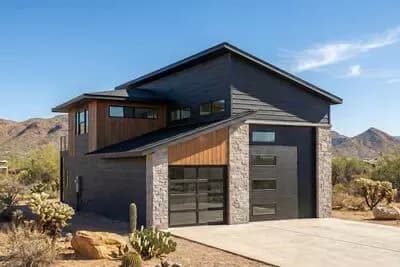 Contemporary Two-Car RV Garage House Plan with Second-Story Office Suite