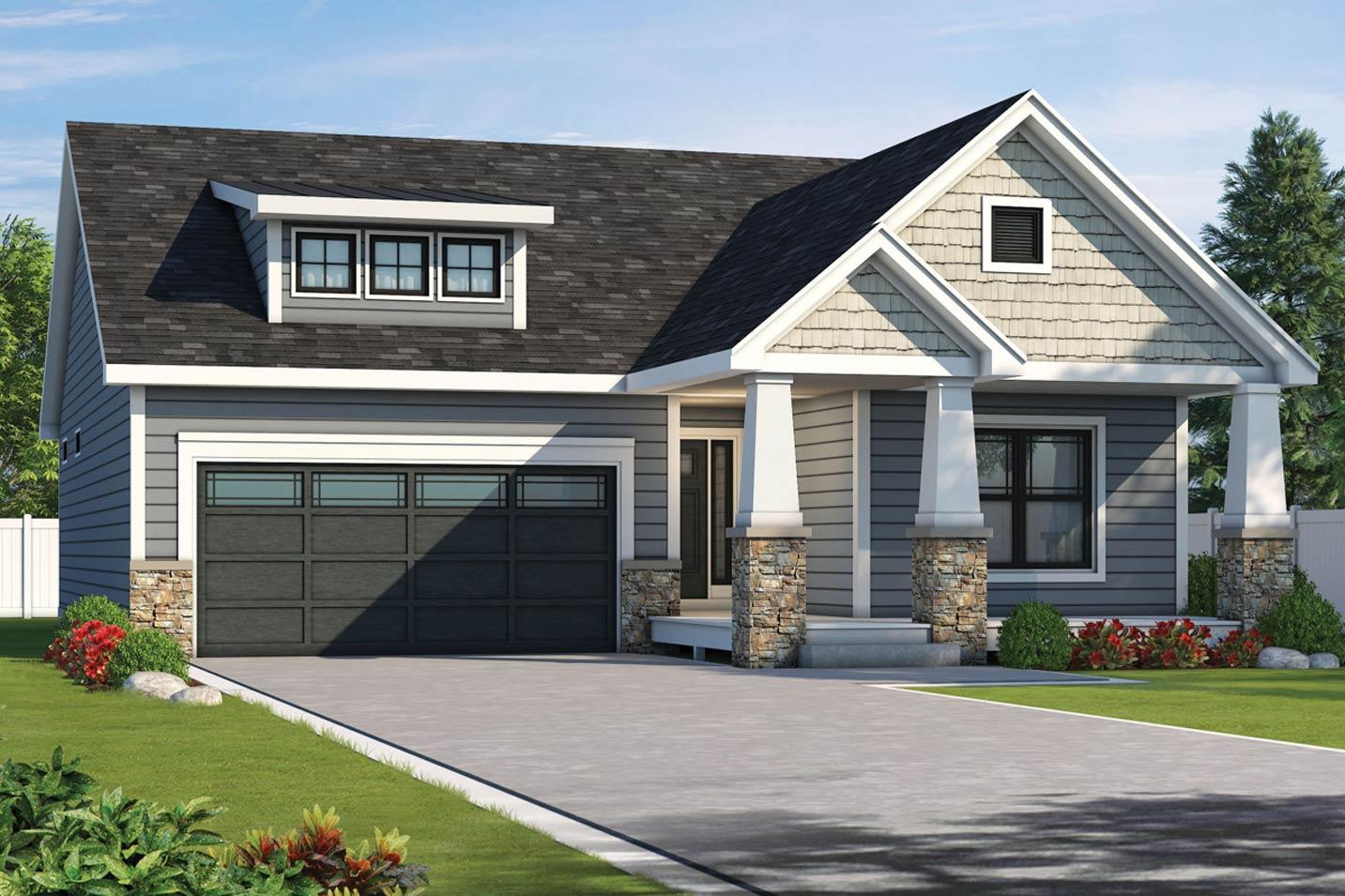 Plan image - 42734DB:Two-Bedroom House Plan with Attached Garage and Optional Sunroom