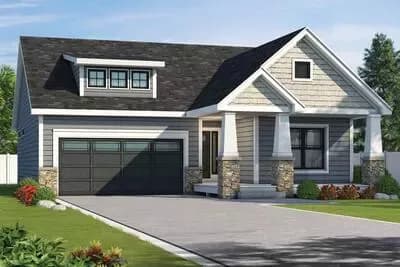 Two-Bedroom House Plan with Attached Garage and Optional Sunroom