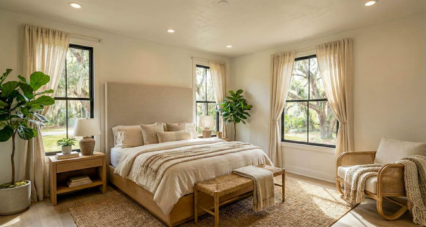 Plan 820013WSF: Three Bedroom Modern Farmhouse House Plan with Vaulted Living Room - Image #7 - Cottage, Modern Farmhouse, Southern, Traditional