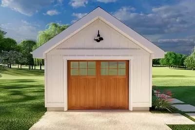 Modern Farmhouse One Car Detached Garage House Plan