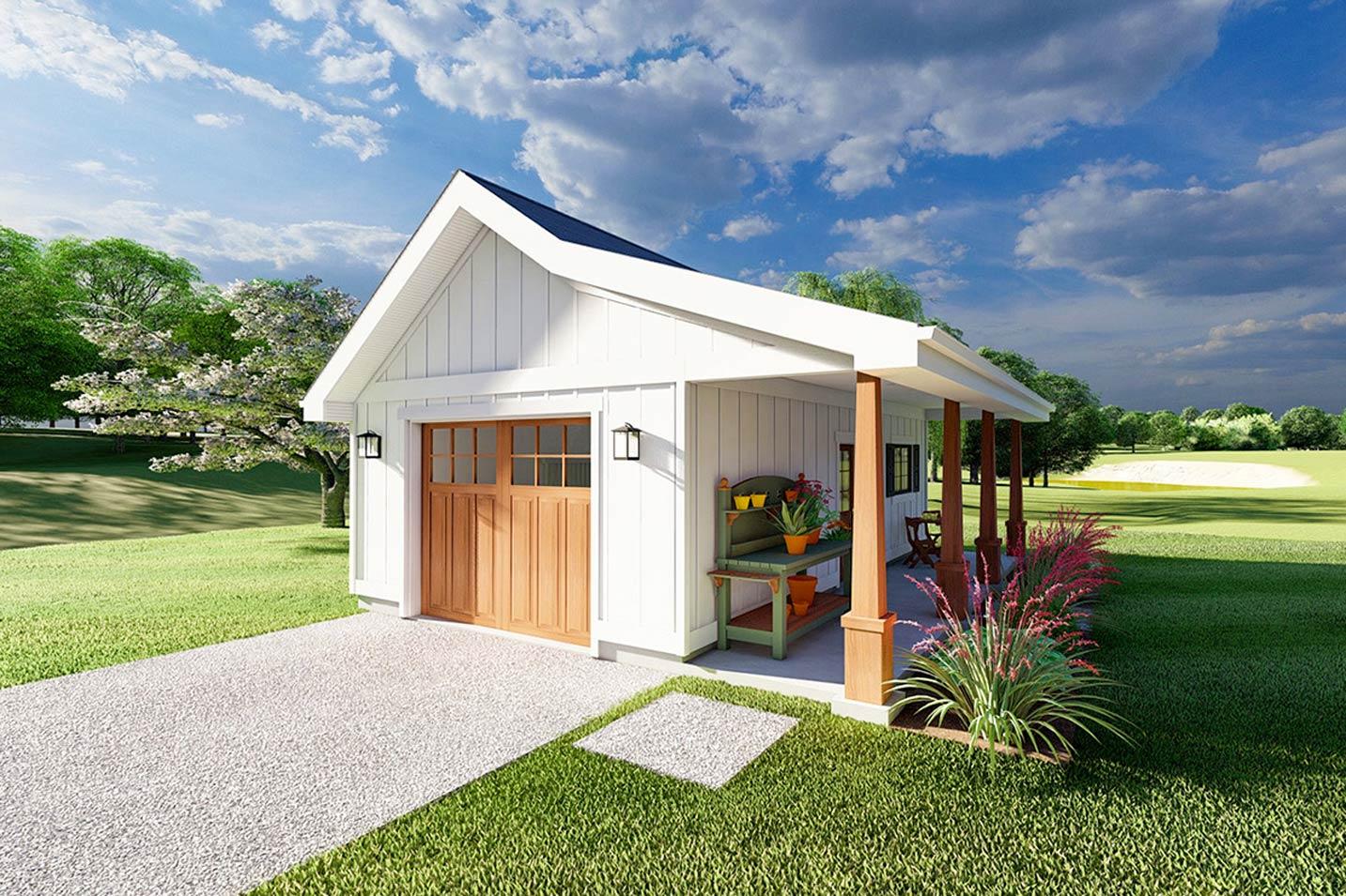 Plan 67849MG: Modern Farmhouse Detached Garage House Plan with Covered Porch - Image #2 - Country, Craftsman, Modern Farmhouse