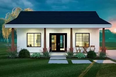 Modern Farmhouse Studio House Plan with Large Covered Front Porch
