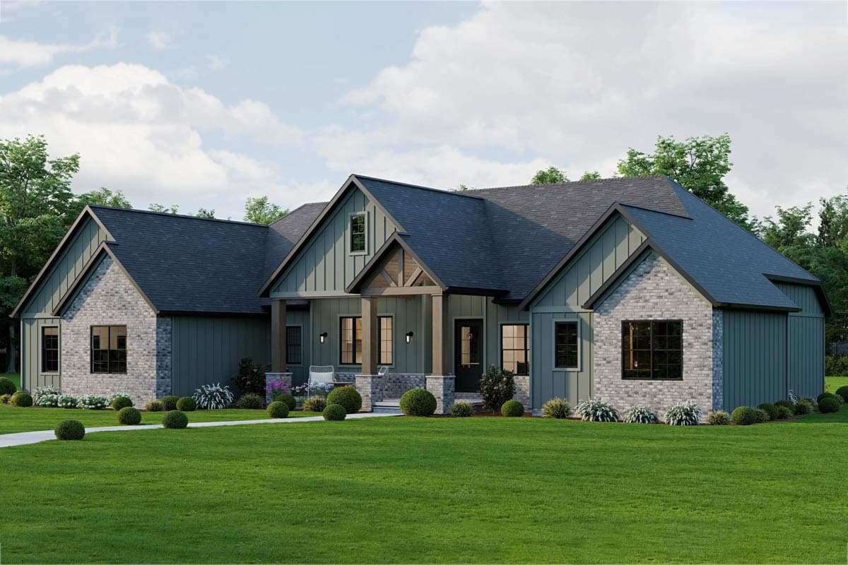 Plan 911066JVD: Modern New American House Plan with 2 or 3 Beds and Grand Outdoor Spaces - Image #9 - Country, Craftsman, New American, Ranch, Transitional