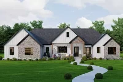 Modern New American House Plan with 2 or 3 Beds and Grand Outdoor Spaces