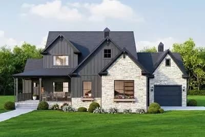 Craftsman Farmhouse Plan with 4 Bedrooms and 3-Car Garage