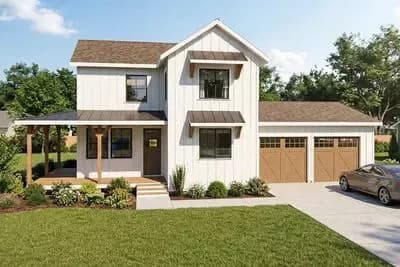 Modern Farmhouse House Plan with 3 Beds and Wrap-Around Porch