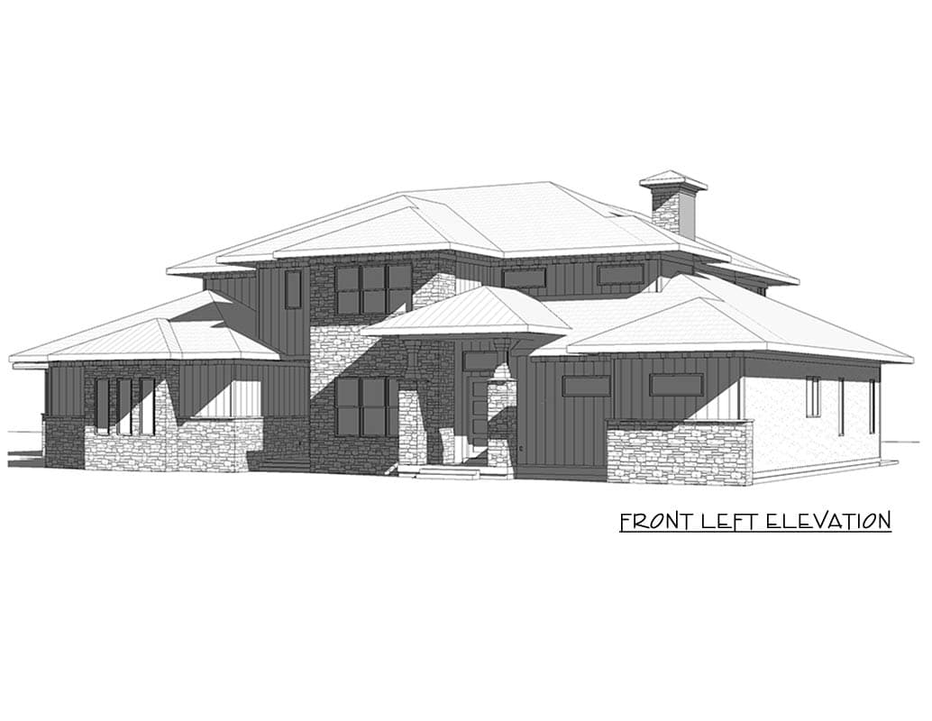 Plan 910151WHD: Modern House Plan with 5 Bedrooms 4-Car Garage and Loft - Image #3 - Contemporary, Modern, Prairie
