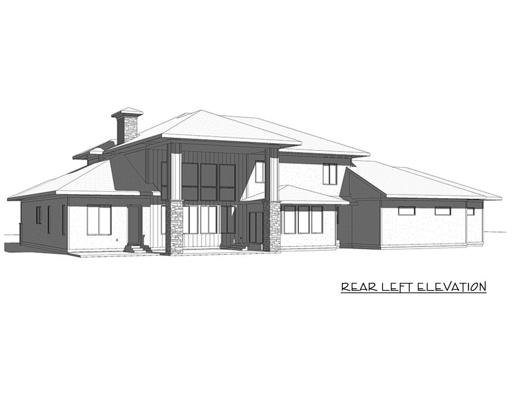 Plan 910151WHD: Modern House Plan with 5 Bedrooms 4-Car Garage and Loft - Image #5 - Contemporary, Modern, Prairie