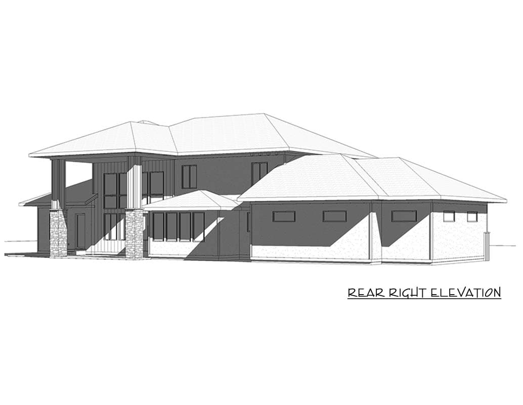 Plan 910151WHD: Modern House Plan with 5 Bedrooms 4-Car Garage and Loft - Image #4 - Contemporary, Modern, Prairie