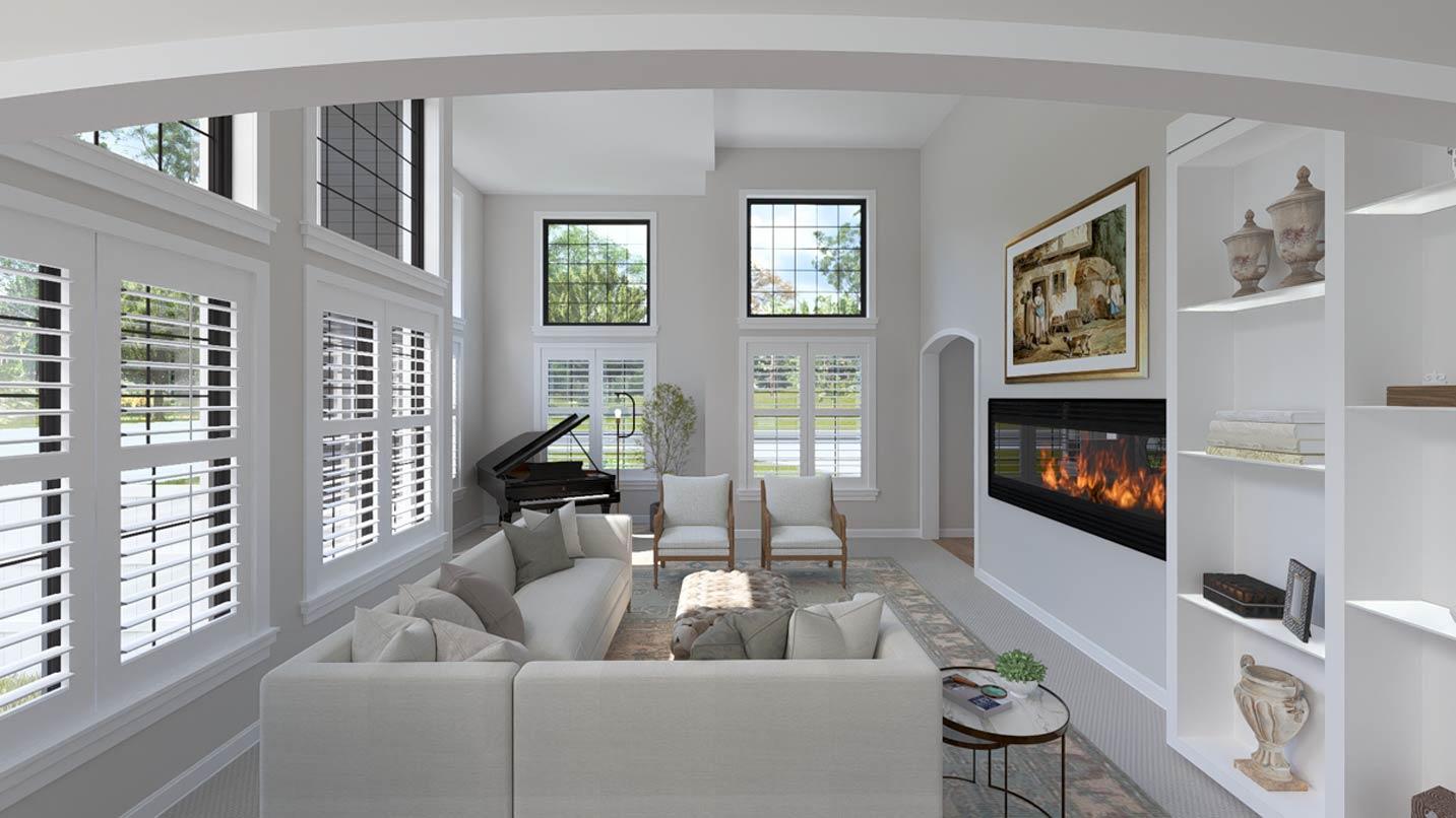 Plan 61735UT: 3 Bedroom Modern Transitional House Plan with Four Car Garage - Image #14 - European, Transitional