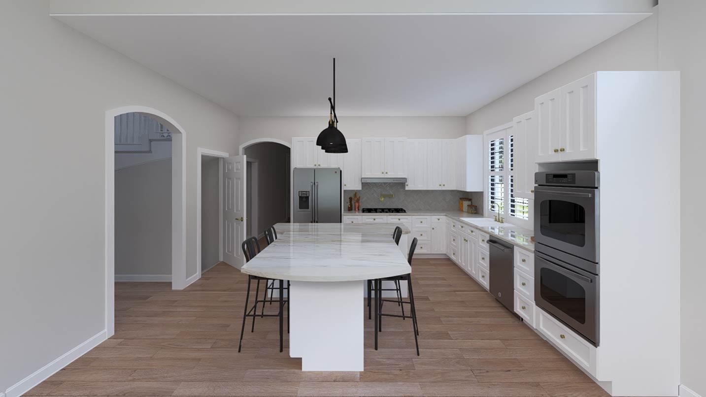 Plan 61735UT: 3 Bedroom Modern Transitional House Plan with Four Car Garage - Image #17 - European, Transitional