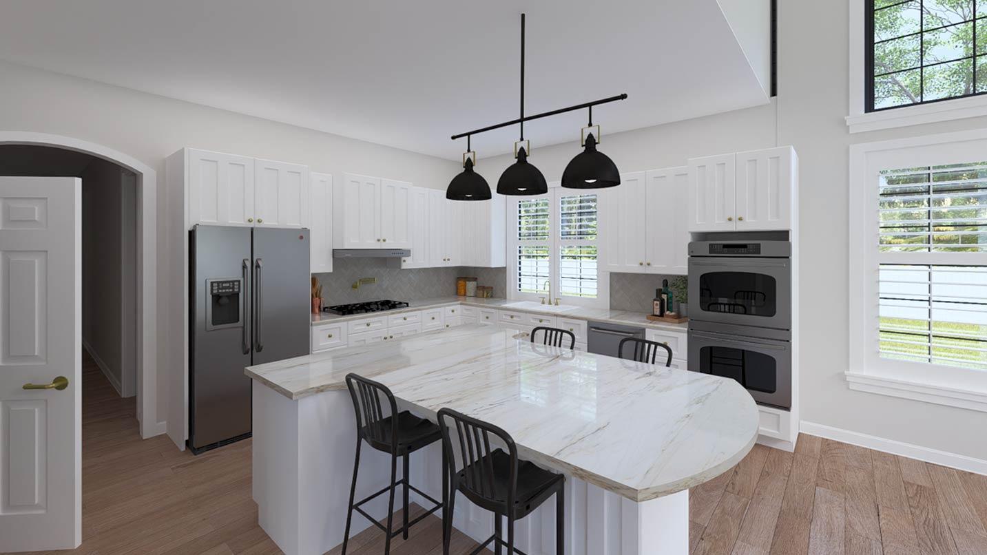 Plan 61735UT: 3 Bedroom Modern Transitional House Plan with Four Car Garage - Image #19 - European, Transitional