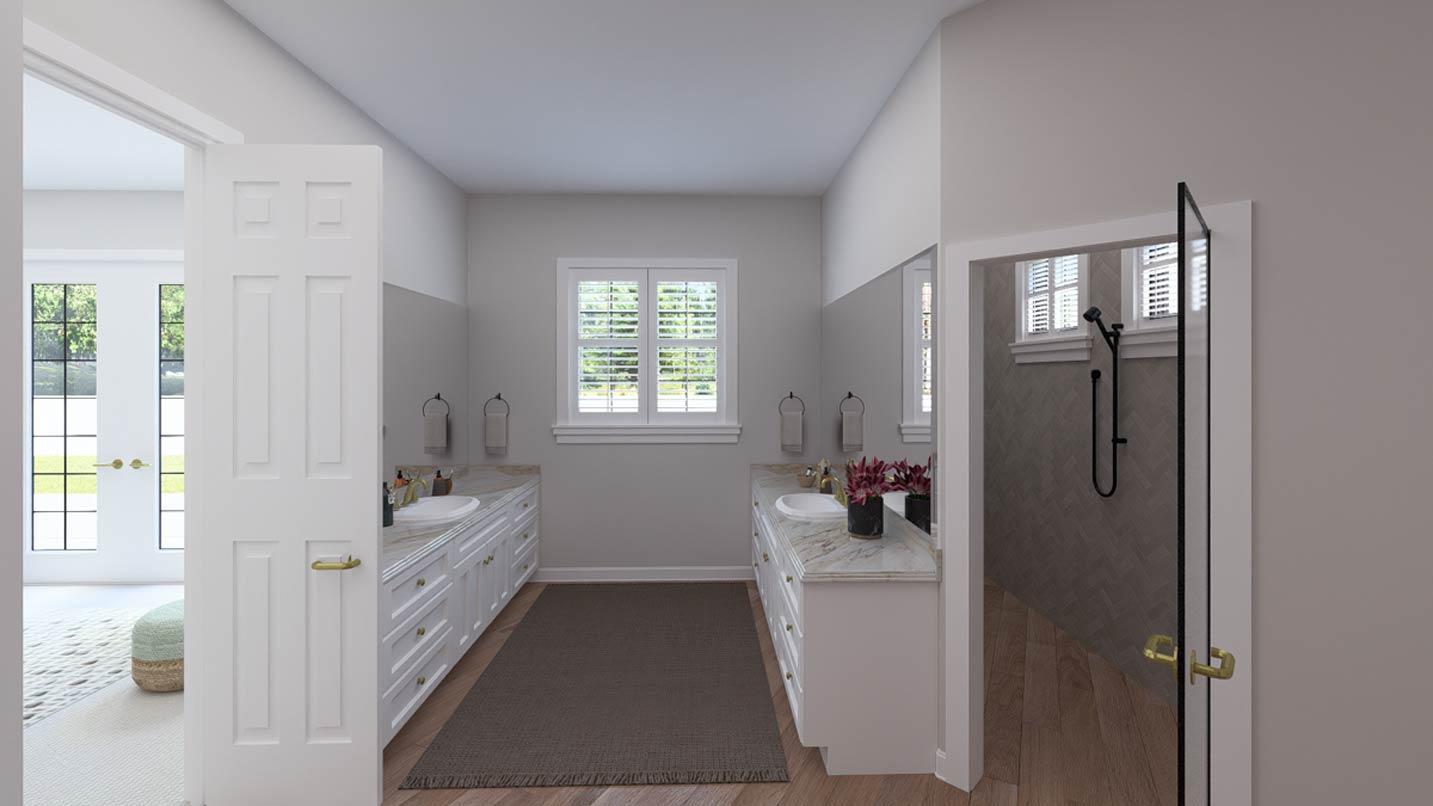 Plan 61735UT: 3 Bedroom Modern Transitional House Plan with Four Car Garage - Image #22 - European, Transitional