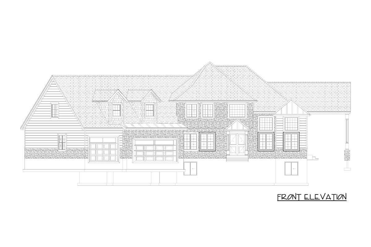 Plan 61735UT: 3 Bedroom Modern Transitional House Plan with Four Car Garage - Image #25 - European, Transitional