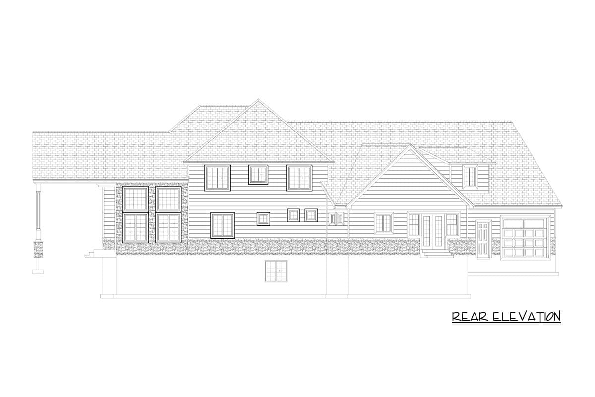 Plan 61735UT: 3 Bedroom Modern Transitional House Plan with Four Car Garage - Image #27 - European, Transitional