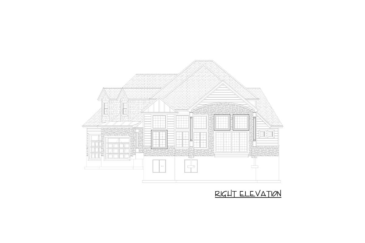 Plan 61735UT: 3 Bedroom Modern Transitional House Plan with Four Car Garage - Image #28 - European, Transitional