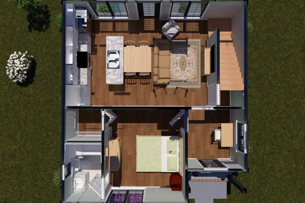 Plan 52523WM: Traditional 3-Bedroom House Plan with Upstairs Master Suite - Image #7 - Traditional