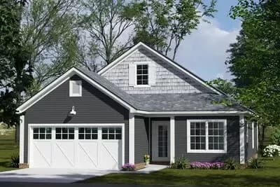 Country House Plan with 3 Bedrooms and Attached 2-Car Garage