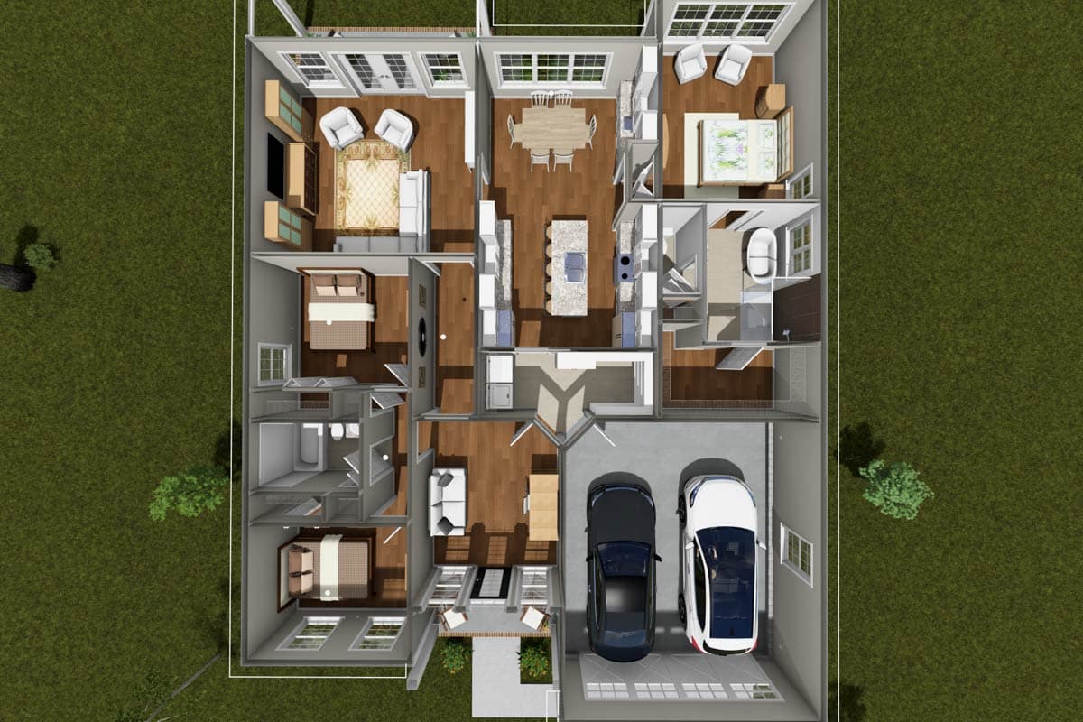Plan 52527WM: Country Ranch House Plan with Split Bedrooms and Rear Porch - Image #19 - Country, Ranch, Traditional
