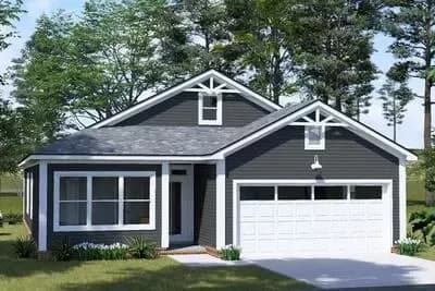 Country Traditional House Plan with 3 Bedrooms and 2 Car Garage