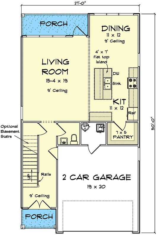 Plan 52534WM: Modern 4 Bedroom House Plan with Upstairs Master Suite and Loft - Floor Plan - Main Level - Modern