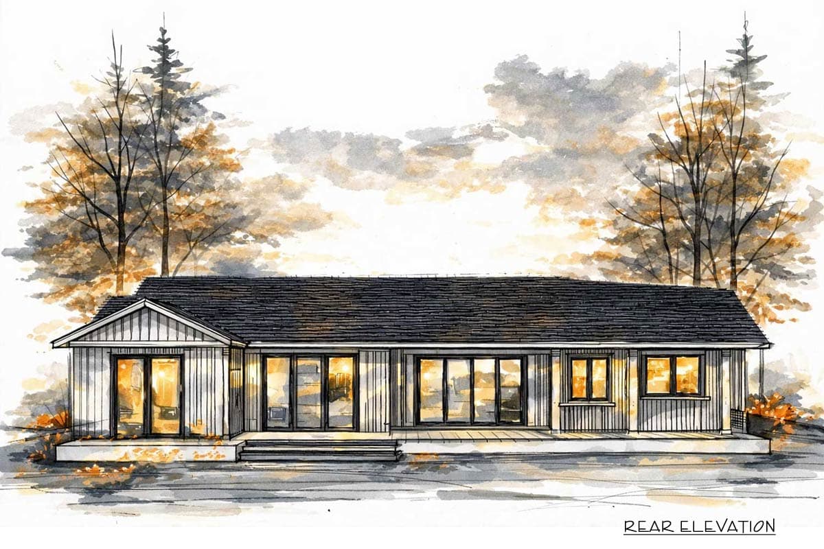 Plan 147060RML: Single-Story Modern Craftsman Ranch House Plan with Den and Angled Garage - Image #8 - Country, Craftsman, Modern, Ranch