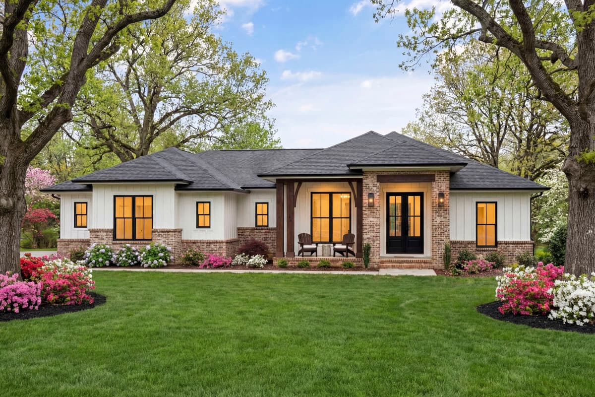 Plan 52033HZ: New American Ranch House Plan with Flex Room and Three Bedrooms - Image #6 - Farmhouse, New American, Ranch