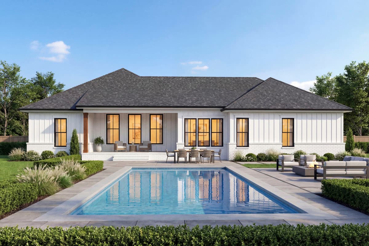 Plan 52033HZ: New American Ranch House Plan with Flex Room and Three Bedrooms - Image #8 - Farmhouse, New American, Ranch