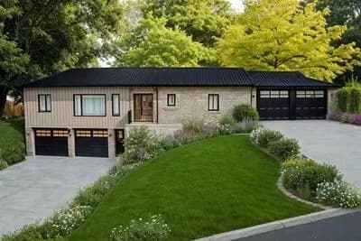Contemporary Split-Level House Plan with 3 Bedrooms and 4-Car Garage