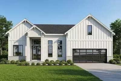 Modern Craftsman House Plan with 3 Beds, Office, and Two-Story Great Room