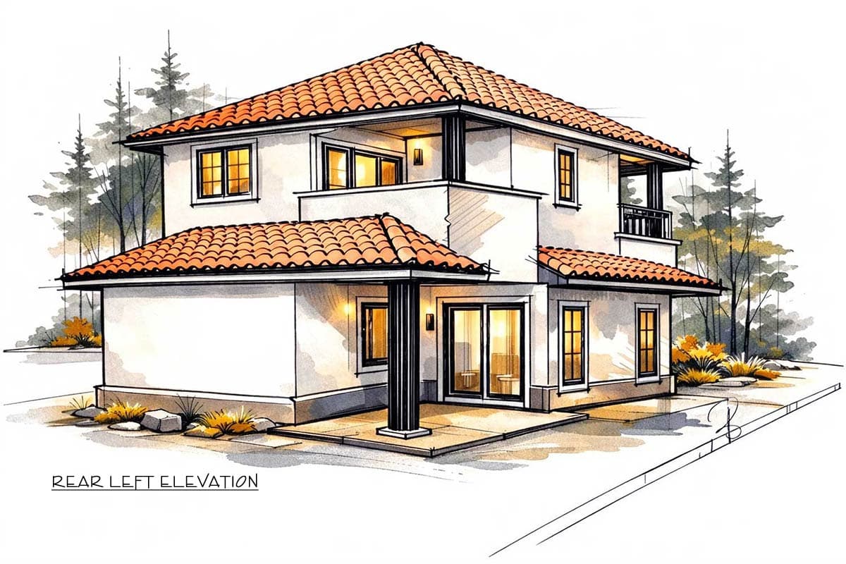 Plan 147064RML: 2 Bedroom Mediterranean House Plan with Upstairs Balcony - Image #9 - Mediterranean, Spanish