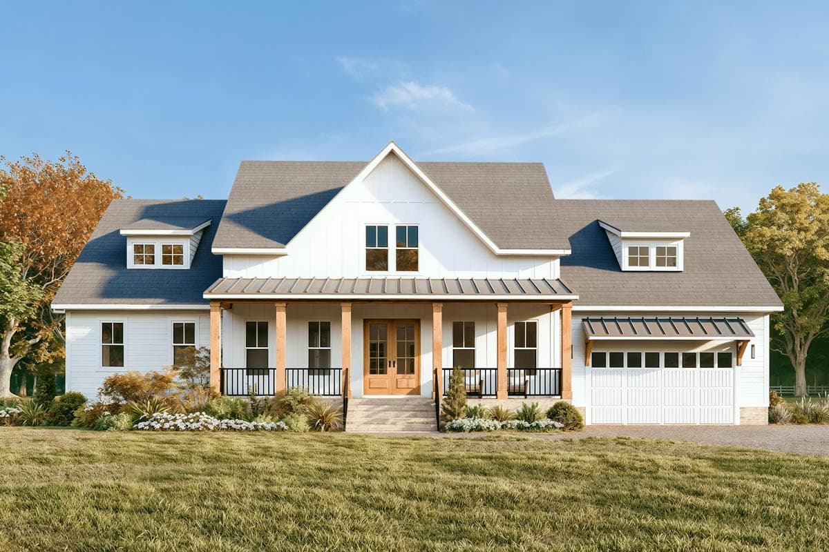 Plan 500097VV: Expansive Modern Farmhouse House Plan with 5 Bedrooms and Loft - Image #1 - Country, Farmhouse, Modern Farmhouse, New American, Southern