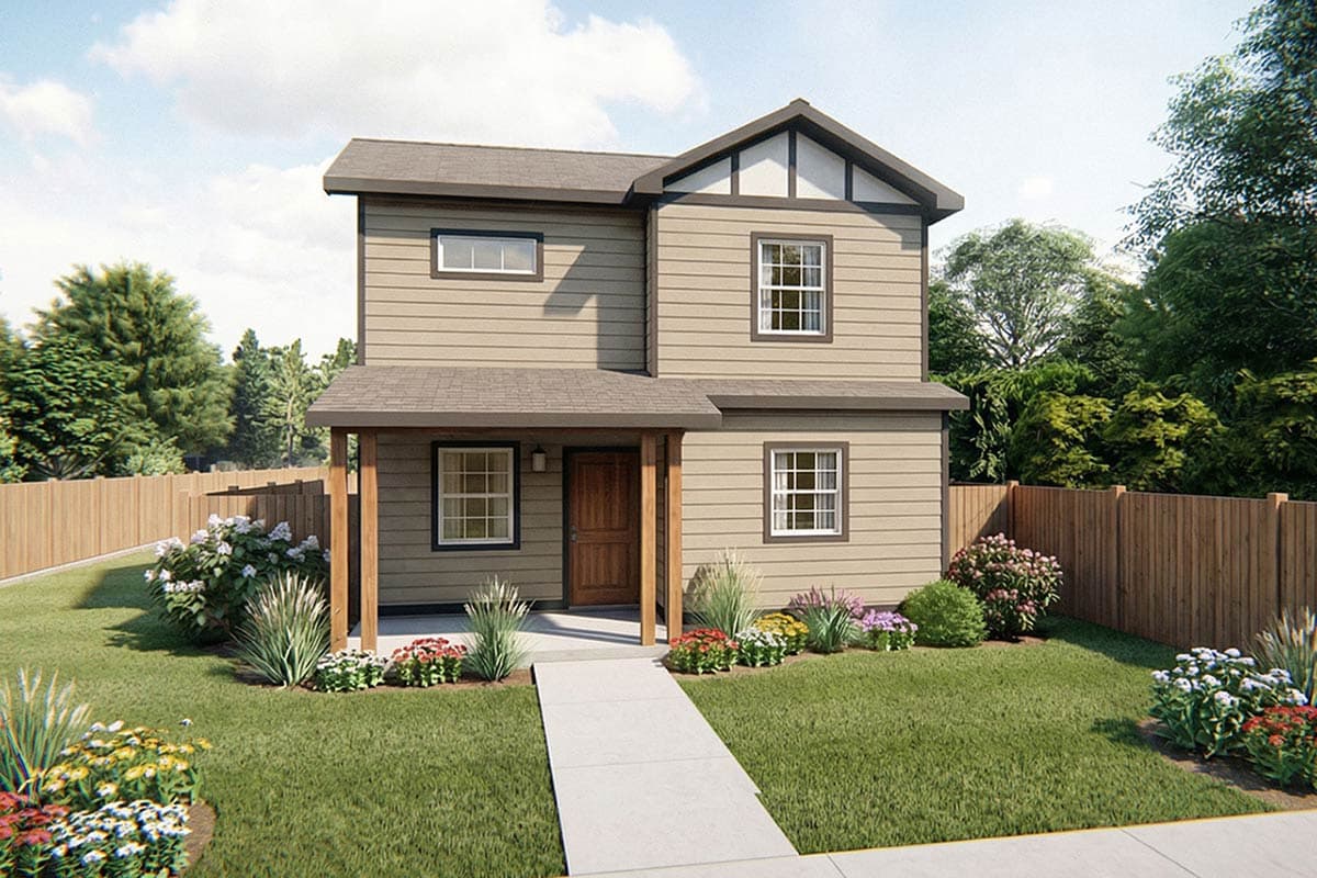 Plan 180024VNW: Efficient Traditional House Plan with 2 Bedrooms and Main Level Primary Suite - Image #1 - Traditional