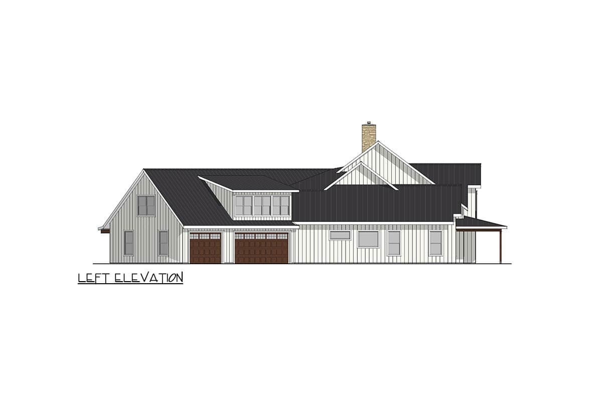 Plan 405109FDC: 4-Bedroom Modern Farmhouse House Plan with Angled 3-Car Garage - Image #6 - Modern Farmhouse, New American