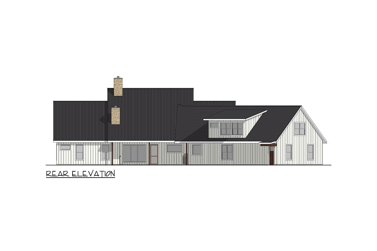 Plan 405109FDC: 4-Bedroom Modern Farmhouse House Plan with Angled 3-Car Garage - Image #4 - Modern Farmhouse, New American
