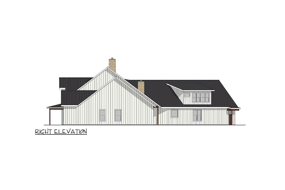 Plan 405109FDC: 4-Bedroom Modern Farmhouse House Plan with Angled 3-Car Garage - Image #5 - Modern Farmhouse, New American