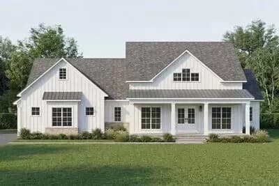 Farmhouse House Plan with 3 Bedrooms and Flexible Bonus Room