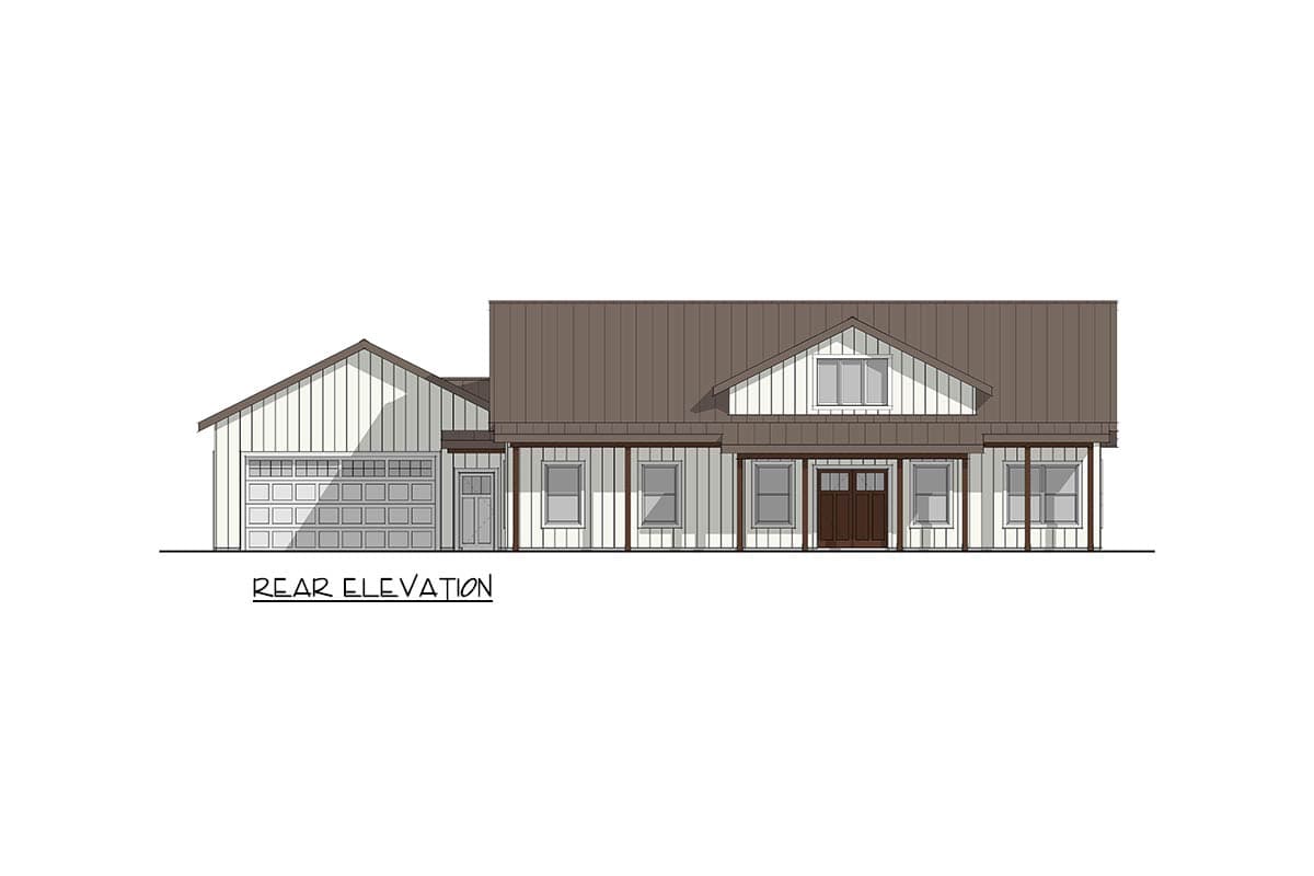 Plan 405110FDC: 3 Bedroom Barndominium Farmhouse House Plan with 3-Car Garage - Image #3 - Barndominium, Farmhouse