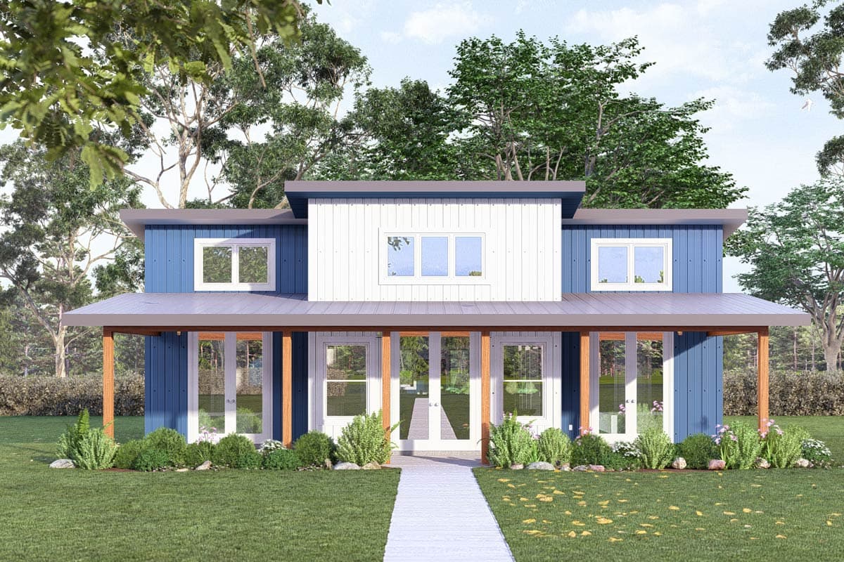 Plan image - 405112FDC:Modern Two Bedroom Contemporary House Plan with Expansive Front Porch