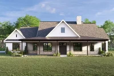 Spacious New American House Plan with First Floor Master and 3 Car Garage