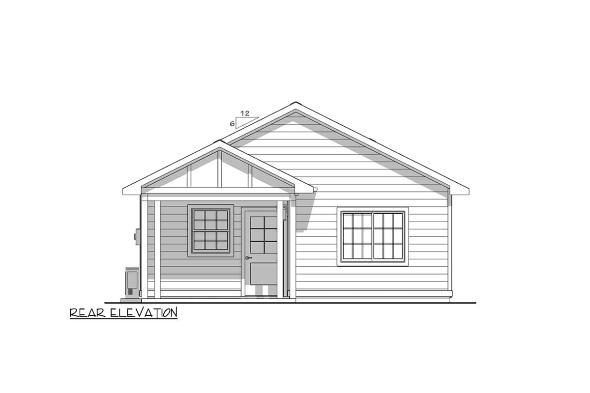 Plan 180025VNW: Compact Traditional ADU House Plan with 1 Bed and Covered Patios - Image #7 - Traditional