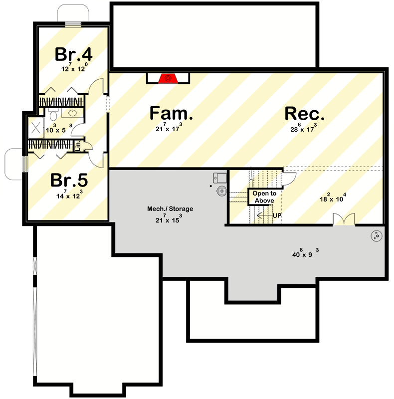 Plan 623613DJ: Modern Farmhouse House Plan with 3 Bedrooms Office and Optional Basement - Floor Plan - Lower Level Layout (Paid Option $$$) - Modern Farmhouse, New American