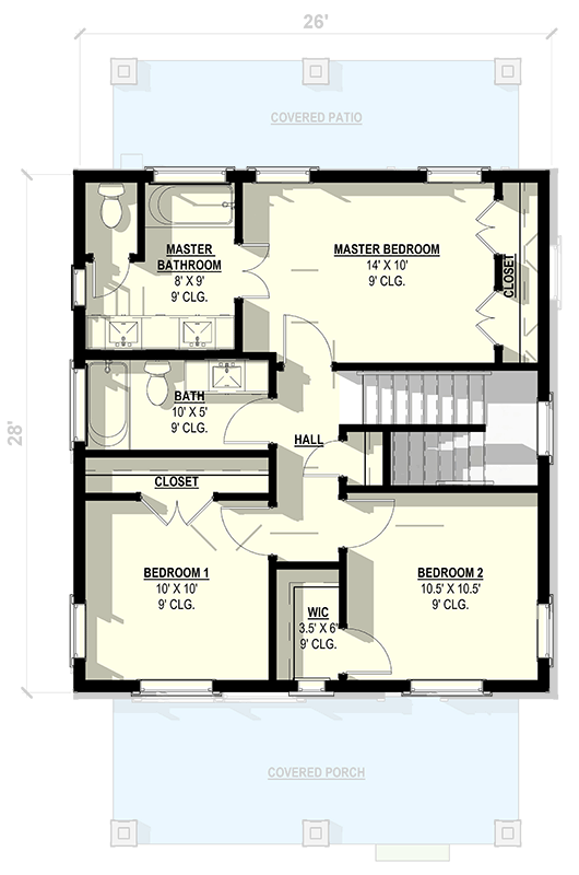 Plan 405115FDC: Country House Plan with Private Upstairs Suite and Patio - Floor Plan - 2nd Floor - Country, Farmhouse, Traditional
