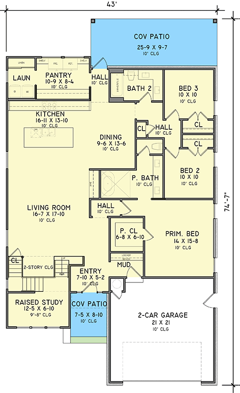 Plan 302015PSK: Stylish 3-Bedroom Modern House Plan with Loft and Outdoor Living - Floor Plan - Main Level - European, Mid Century Modern, Modern
