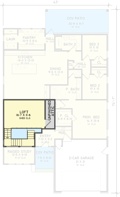 Plan 302015PSK: Stylish 3-Bedroom Modern House Plan with Loft and Outdoor Living - Floor Plan - 2nd Floor - European, Mid Century Modern, Modern
