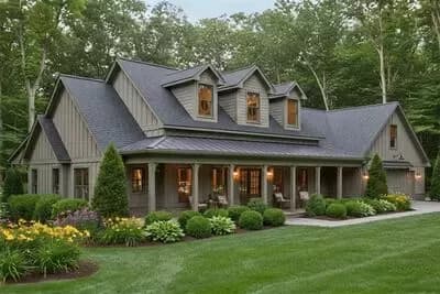 Modern Farmhouse House Plan with Private Primary Suite