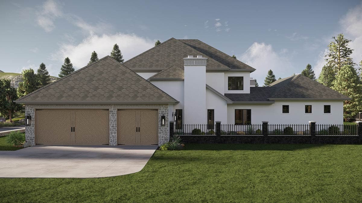Plan 623614DJ: Luxury French Country House Plan with 4 Bedrooms and 3 Car Garage - Image #8 - European, French Country