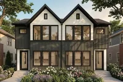 Contemporary Modern Duplex House Plan with Primary Suite Upstairs